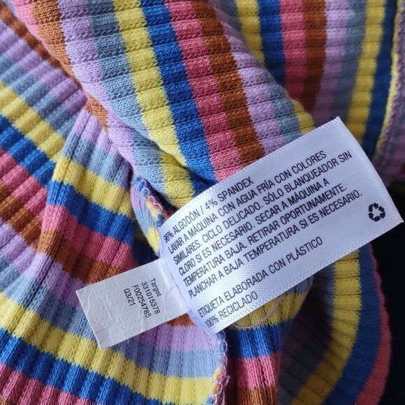 Wild Fable Multicolored‎ Striped Long Sleeve Ribbed Crop Top Sz XS - Picture 9 of 9